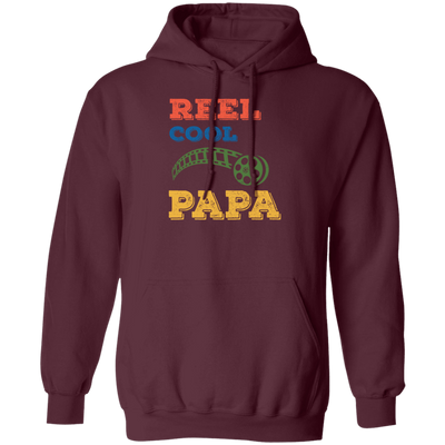 Reel Cool Papa, Dad Gift, Vintage Movie Lover Gift Pullover Hoodie