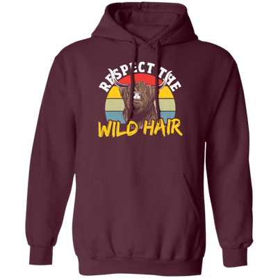 Cattle Cow, Respect The Wild Hair, Retro Cow Gift, Cow Wildlife, Love Cow Pullover Hoodie