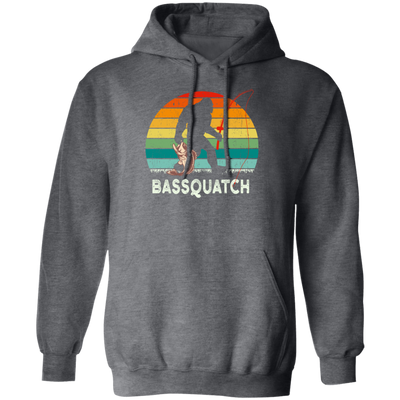 Retro Bass Quatch Angler Fish Vintage Gift For Friend Pullover Hoodie