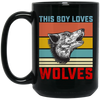 Retro Wolves Lover, This Boy Loves Wolves, Wolves Best Vintage Gift Black Mug