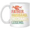 Mechanic Lover, Father Husband Mechanic Legend, Retro Mechanic White Mug