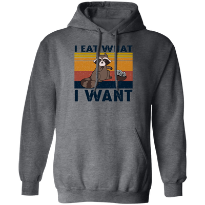 Retro Raccoon I Eat What I Want, Funny Raccoon Pullover Hoodie