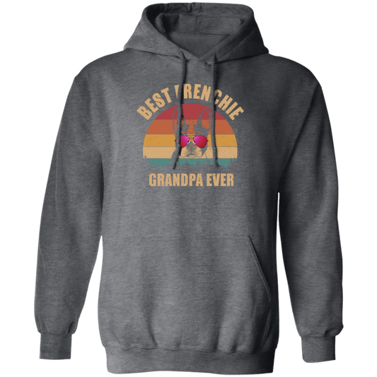 Retro Best Frenchie Grandpa Ever, Bulldog Lover Pullover Hoodie