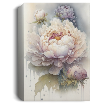 Peony Flowers Watercolor Fresh, Floral Watercolor, White Peony With Dew Drops