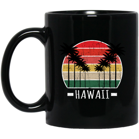 Retro Vintage Palm Trees Hawaii, Surfing