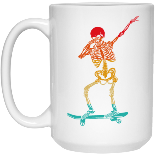 Cool Dabbing Skater Design For Men And Boys Skeleton Vintage White Mug