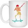 Cool Dabbing Skater Design For Men And Boys Skeleton Vintage White Mug