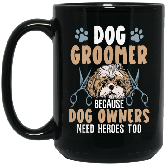 Love Dog Grommer, Because Dog Owners, Retro Viantage Love Dog Black Mug