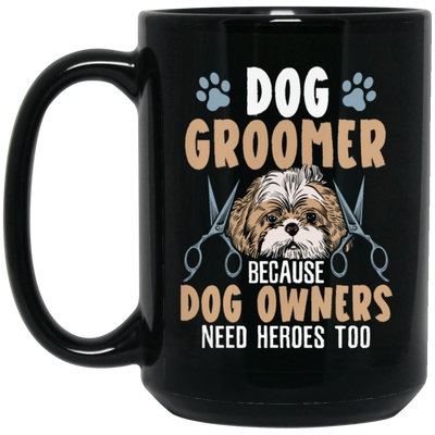 Love Dog Grommer, Because Dog Owners, Retro Viantage Love Dog Black Mug