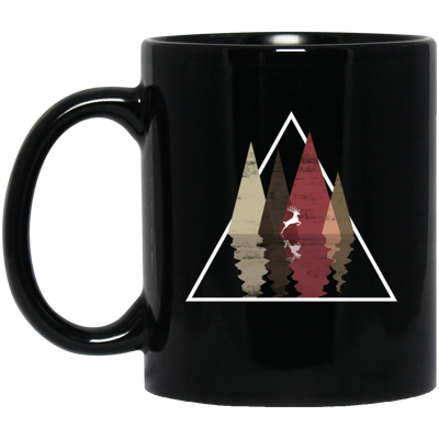 Forest Trees Triangle Deer In The Forest Stag Black Mug