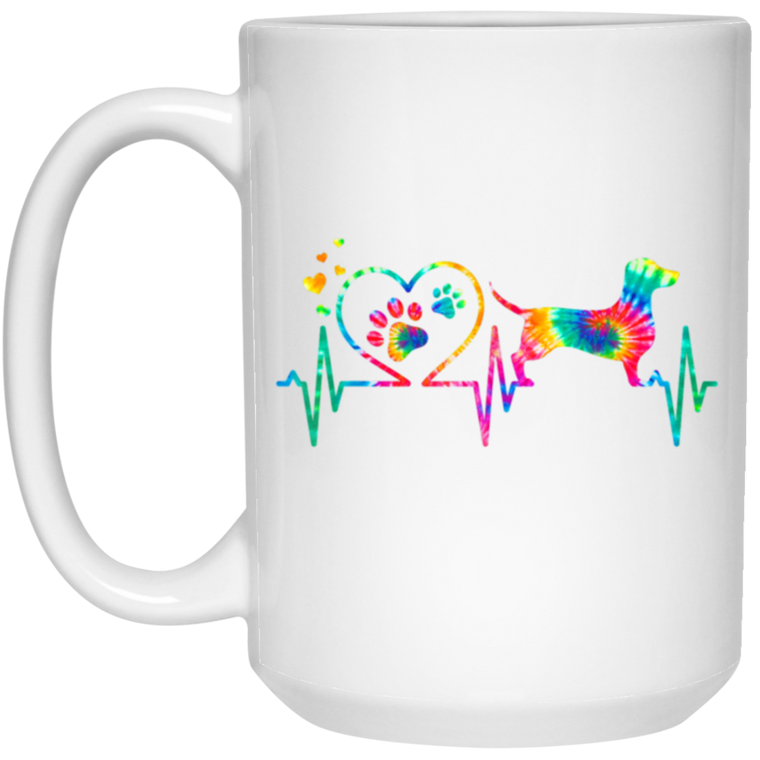 Dachshund Doxie Weenie Mom Dad Heartbeat Tie Dye Dog