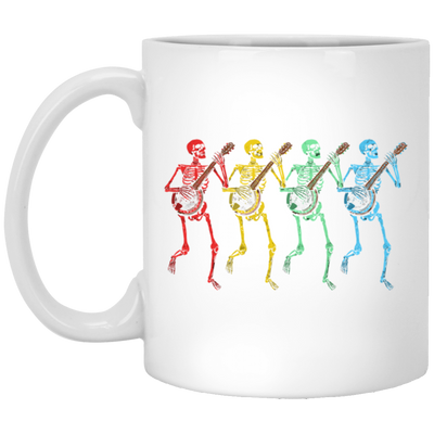 Color Splash, Retro Rainbow Color Dancing Skeletons Banjos