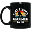Retro Dog Love, Best Fluffin Groomer Ever, Flufifn Vintage Love Gift Black Mug