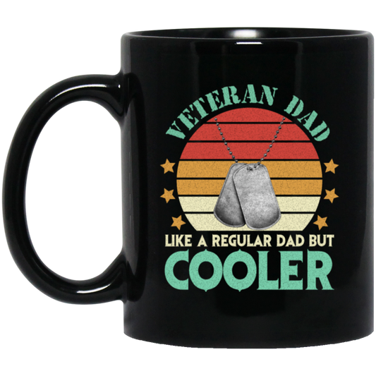 Veteran Dad Definition, Retro Dad Gift, Cooler Dad Vintage Black Mug