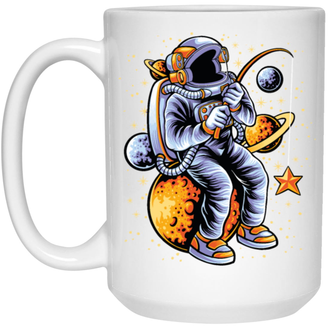 Astronaut Fishing A Star Astronaut Funny Birthday Gift White Mug