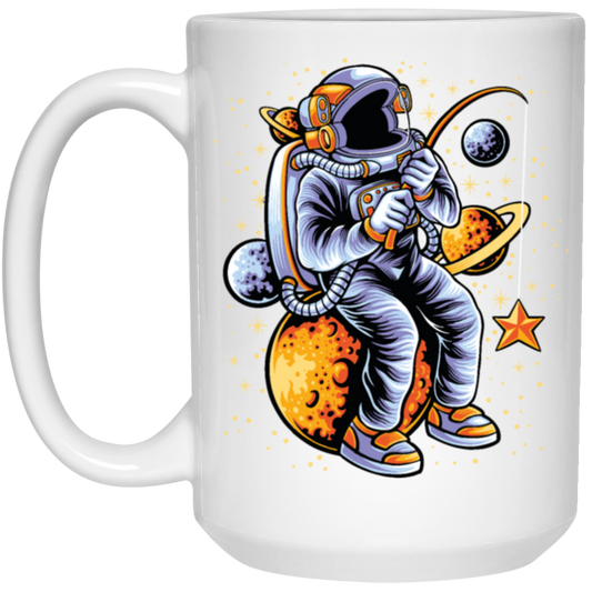 Astronaut Fishing A Star Astronaut Funny Birthday Gift White Mug