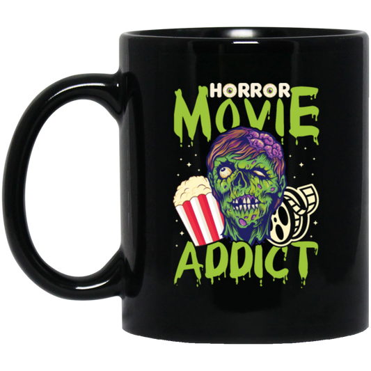 Horror Movie Gift, Zombie Film Gift, Horror Movie Addict, Halloween Gift Black Mug