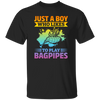 Love Bagpipes, Just A Boy Who Likes Bagpipes, Love Music, Best Bagpipes Unisex T-Shirt