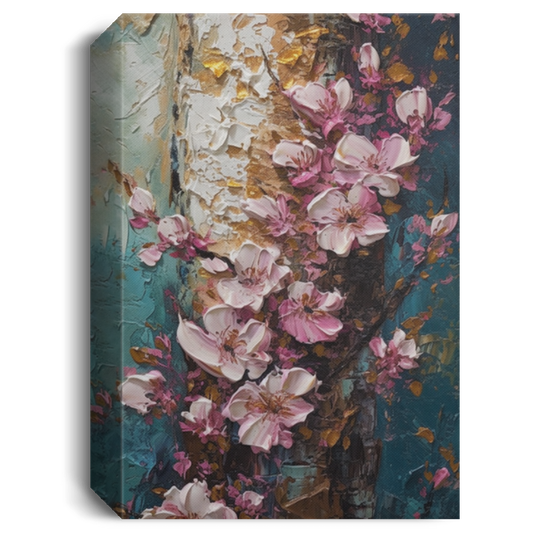 Close - Up, Pallet Knife Impasto Masterpiece Of A Zoomed In Cherry Blossom Petal Canvas