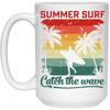 Surf Lover, Summer Surf, Catch The Wave, Retro Summer Gift, Surfing Love Gift White Mug