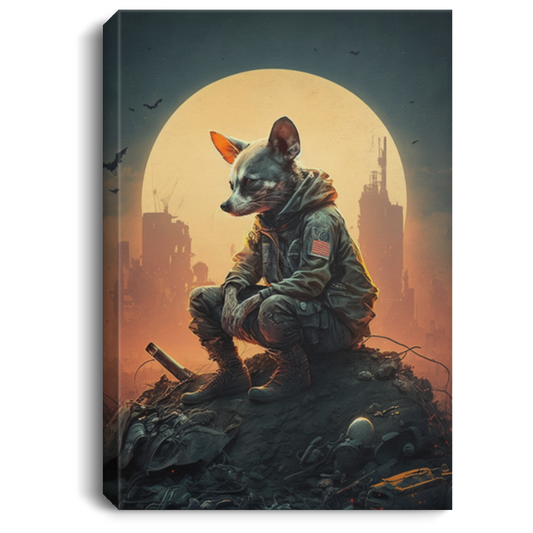 Lonely On The Mountain, Cyberpunk Art, Cool, Cyberpunk, Fox Mix Dog Canvas