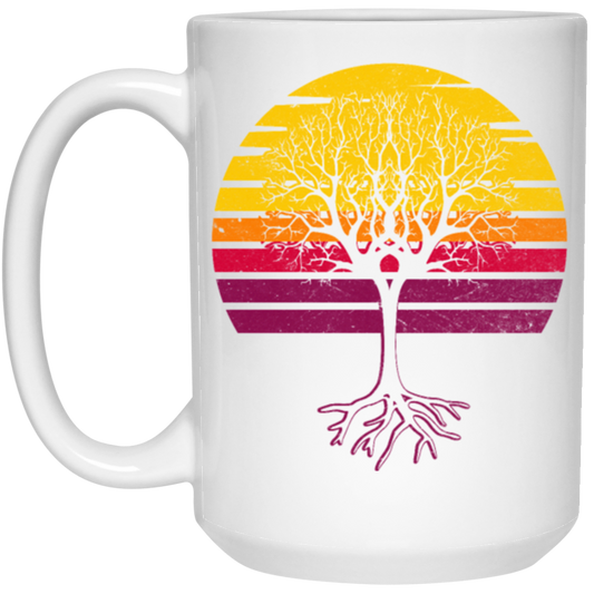 Retro Sun Tree, Earth Day, Arbor Day