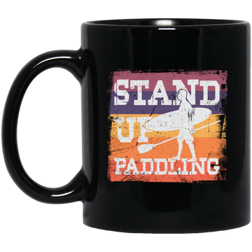 Birthday Gift Stand Up Paddling Surfboard Retro Black Mug