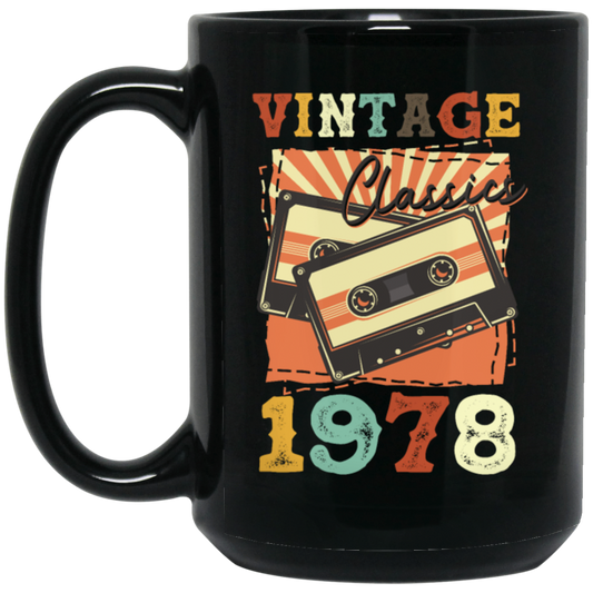 Vintage 1978, Birthday 1978 Retro, Classic Birthday Gift, Best Of 1978 Black Mug