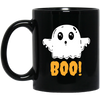 Ghost Boo Halloween, Horror Funny Saying, Love Halloween Black Mug