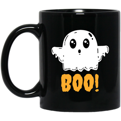 Ghost Boo Halloween, Horror Funny Saying, Love Halloween Black Mug