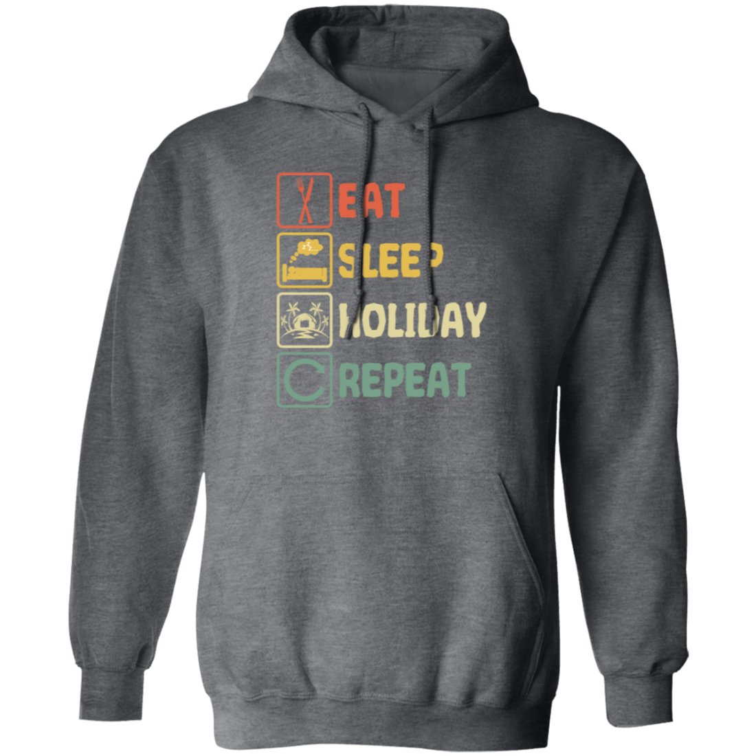 Funny Holiday Travel Eat Sleep Repeat Retro Style