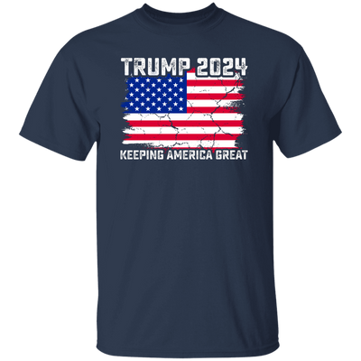 Trump 2024 Keeping America Great, Love Trump, Love America Flag Unisex T-Shirt