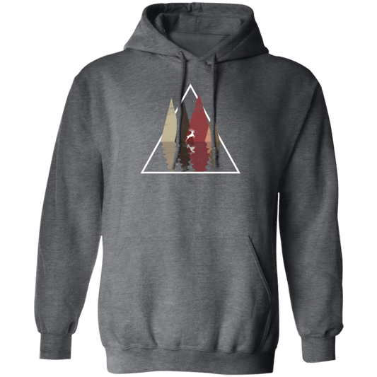 Forest Trees Triangle Deer In The Forest Stag Pullover Hoodie