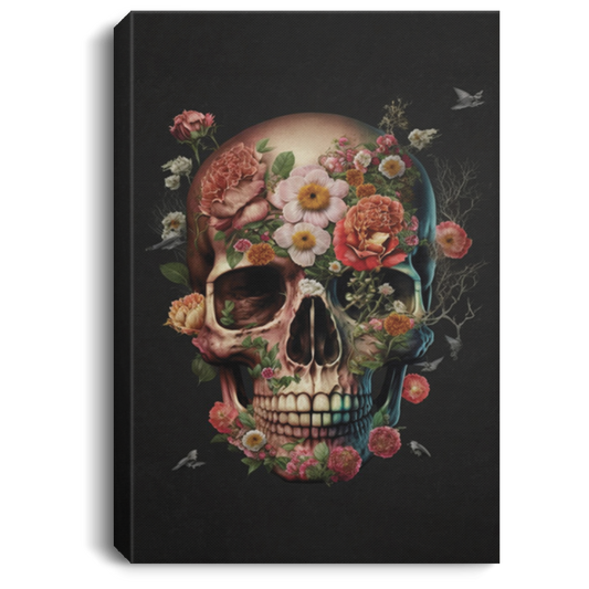 The Skull Covered By Flowers, Swag Skull With Flower Blossom, Skull So Art With Flowers