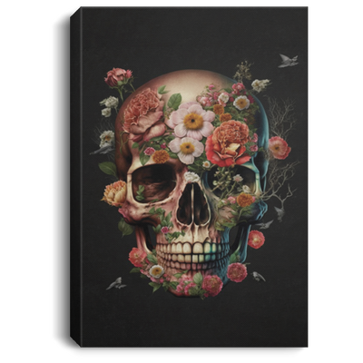 The Skull Covered By Flowers, Swag Skull With Flower Blossom, Skull So Art With Flowers