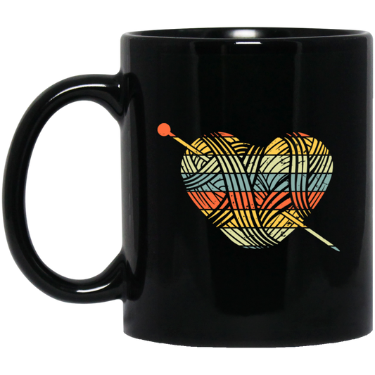 Knit A Heart, Knitting Crochet For My Love, Knitter Lover, Best Knit Ever Black Mug