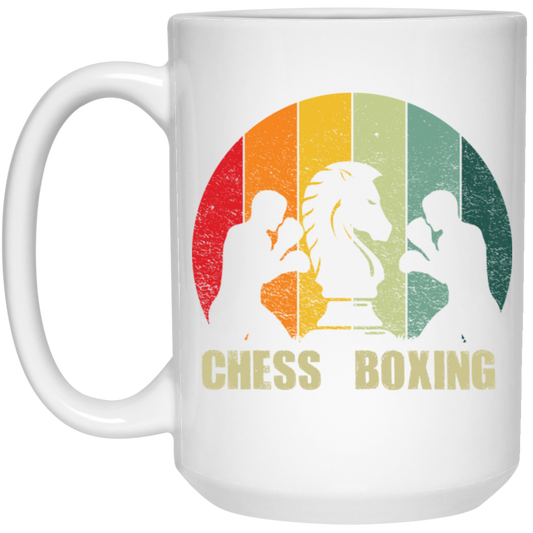 Love Chess, Love Boxing, Chess Boxing Vintage Gift, Love To Do Boxing Gift White Mug