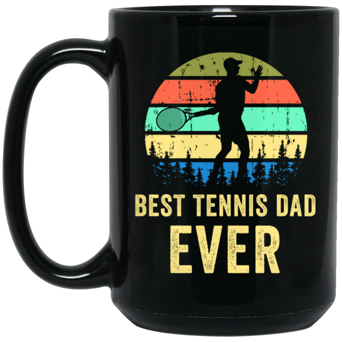 Tennis Dad, Retro Dad Tennis Gift, Vintage Tennis Black Mug