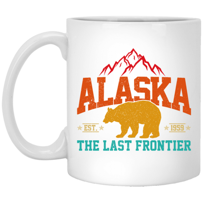 Cool Alaska The Last Frontier Grizzly Bear Souvenir Vintage White Mug