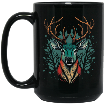 A Deer Head, Love Deer Gift, Deer Head Love Gift, Best Of Deer Retro Black Mug