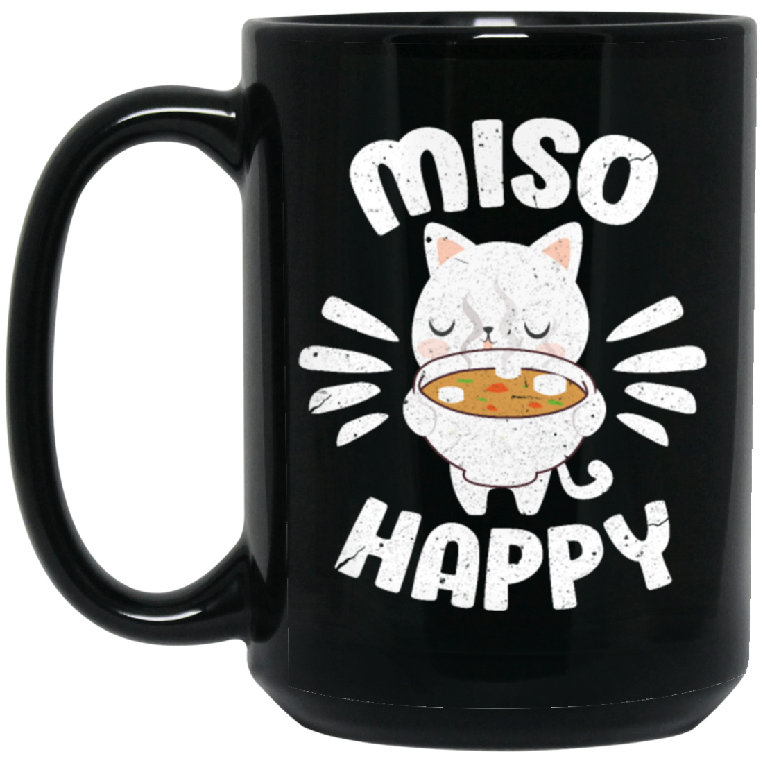 Food Pun Miso Happy, Japan Food Cute, Love Miso Black Mug