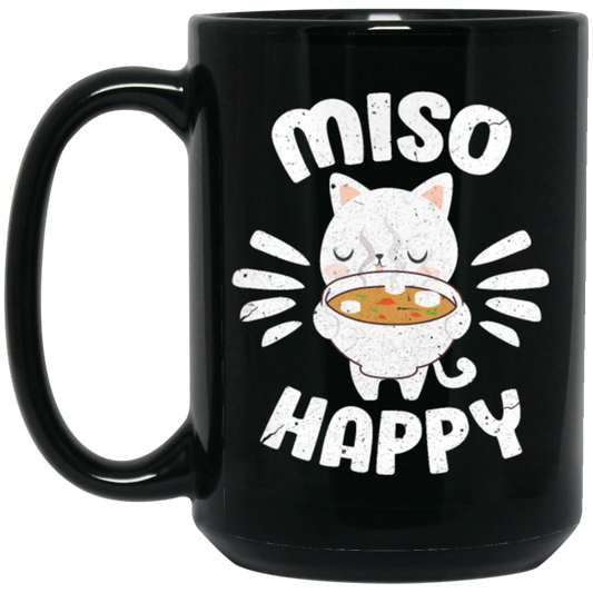 Food Pun Miso Happy, Japan Food Cute, Love Miso Black Mug