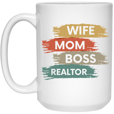 Love Wife Love Mom, Mom As Wife As Boss, Realtor Mom, Retro Mother Gift White Mug