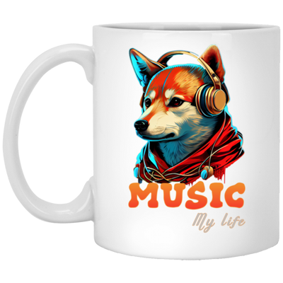 Fox Love Music, Handsome Foxe Wear A Headphone, Music Lover, Music Is My Life White Mug