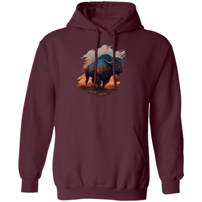 Buffalo Love Gift, Buffalo On A Field, Vintage Style, Cool Buffalo Pullover Hoodie