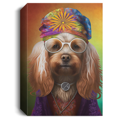 Dog Dressed As A Hippie, The Dogs Hippie With Strange Necklace, Yorkshire Wear The Circle Glasses