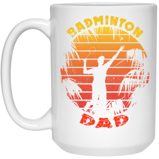 Badminton Palm Trees Gift For Dad Vintage Play Badminton Sporty White Mug