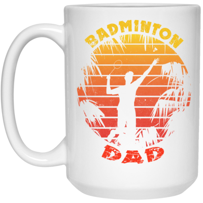 Badminton Palm Trees Gift For Dad Vintage Play Badminton Sporty White Mug