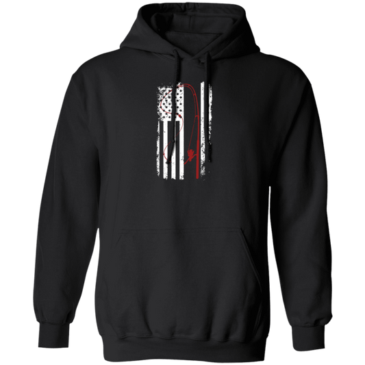 American Flag, Love To Fishing, Retro Fishing Lover, Fishing Lover Pullover Hoodie