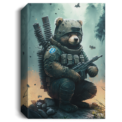 A Cute Bear With A Solemn Expression In A World, Bear Soldier Canvas